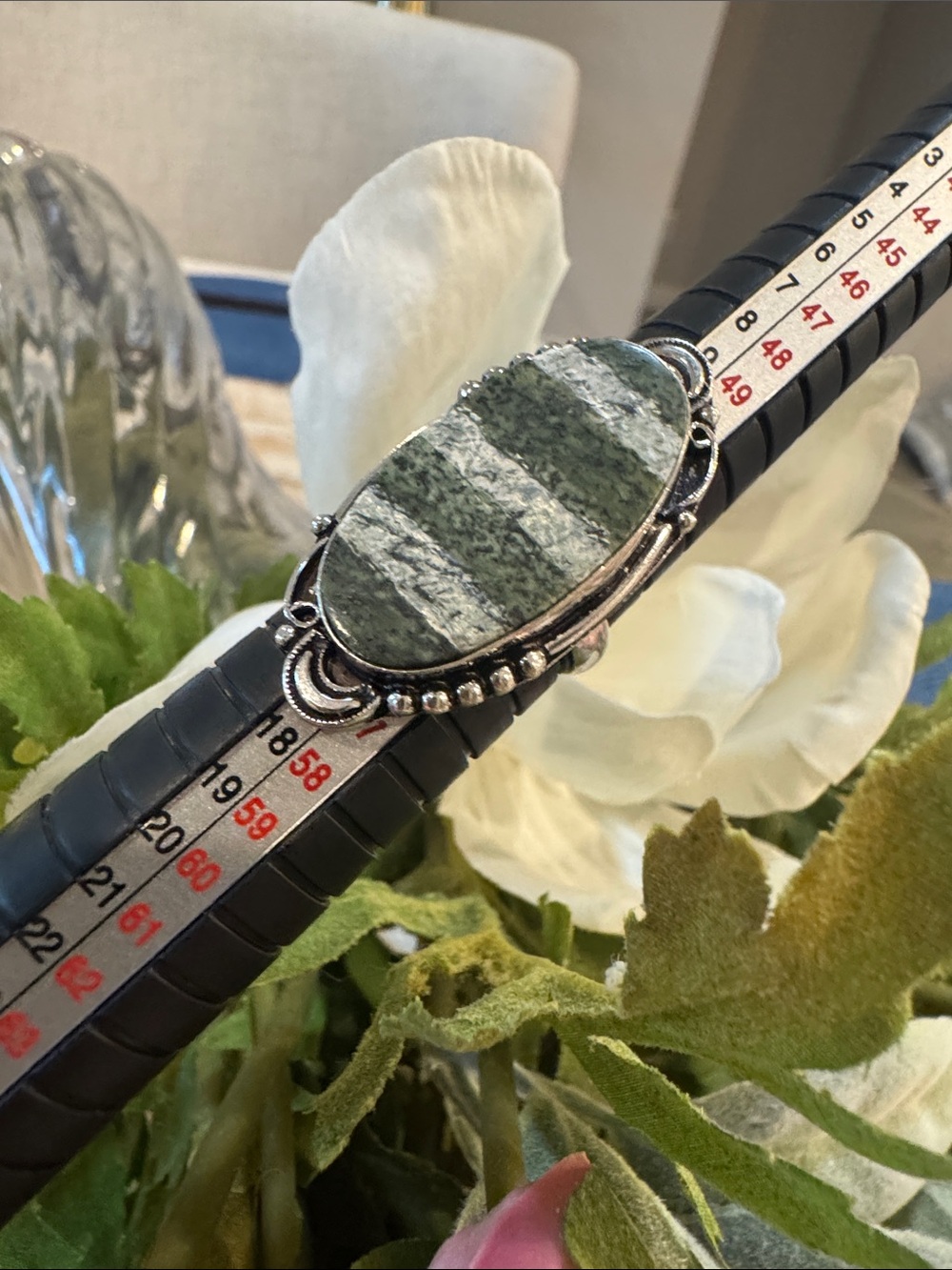 VTG Green Swiss Opal sterling silver ring.